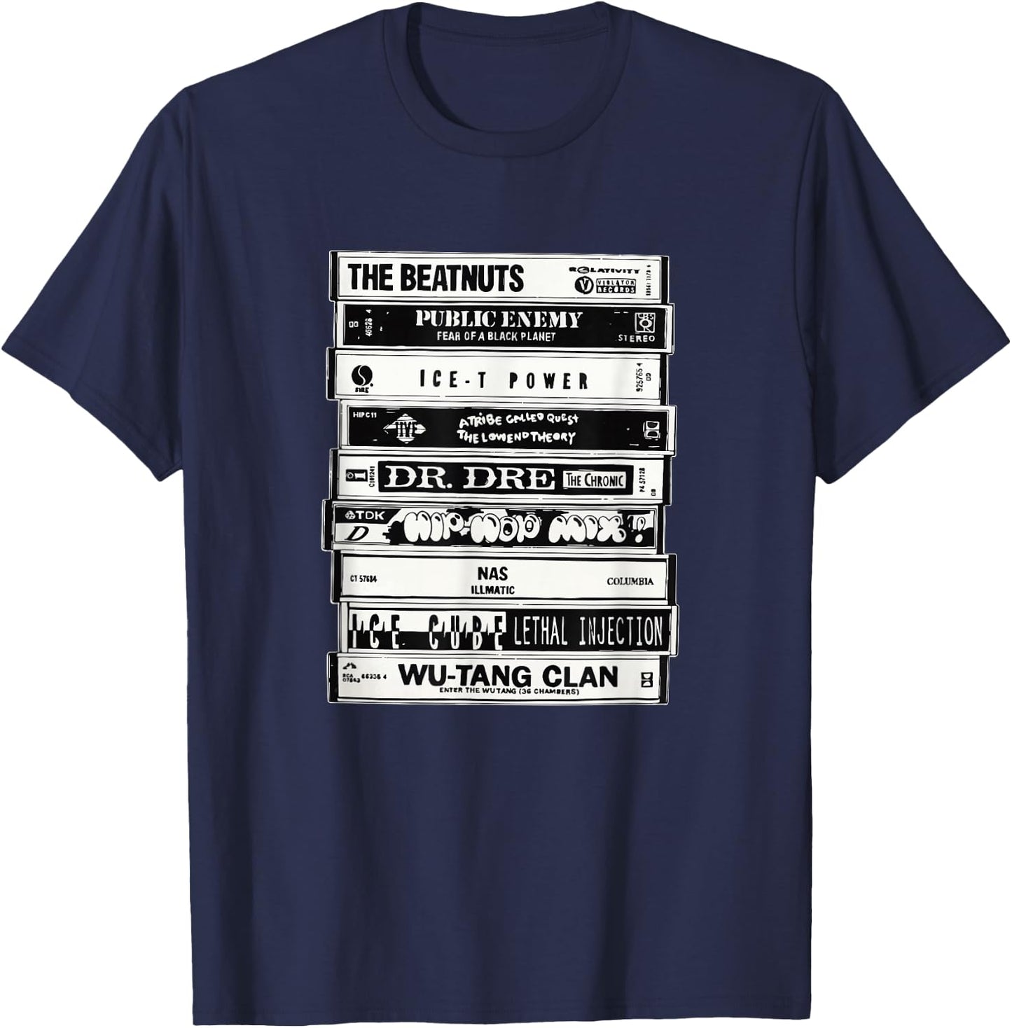 Hip Hop Artists Cassettes Old School Rap T-Shirt - T-Shirt | Navy