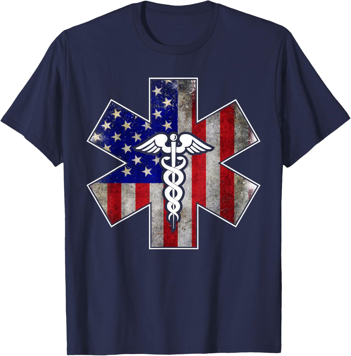 4th of July Paramedic EMS EMT USA American Flag T-Shirt - T-Shirt | Navy