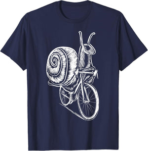 Cycling Snail Slug Bicycle Clothes Outfit Cyclist Gift Snail T-Shirt - T-Shirt | Navy