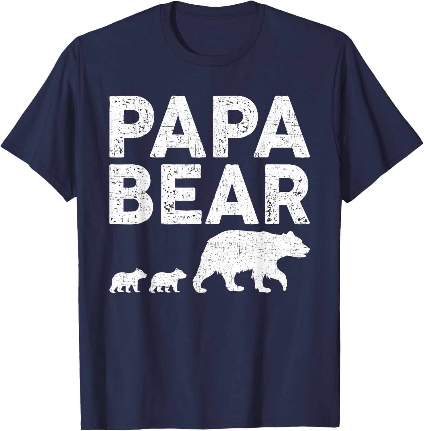 Papa Bear Two Cubs Daddy Bear Twin Papa 2 Kids T-Shirt - T-Shirt | Navy