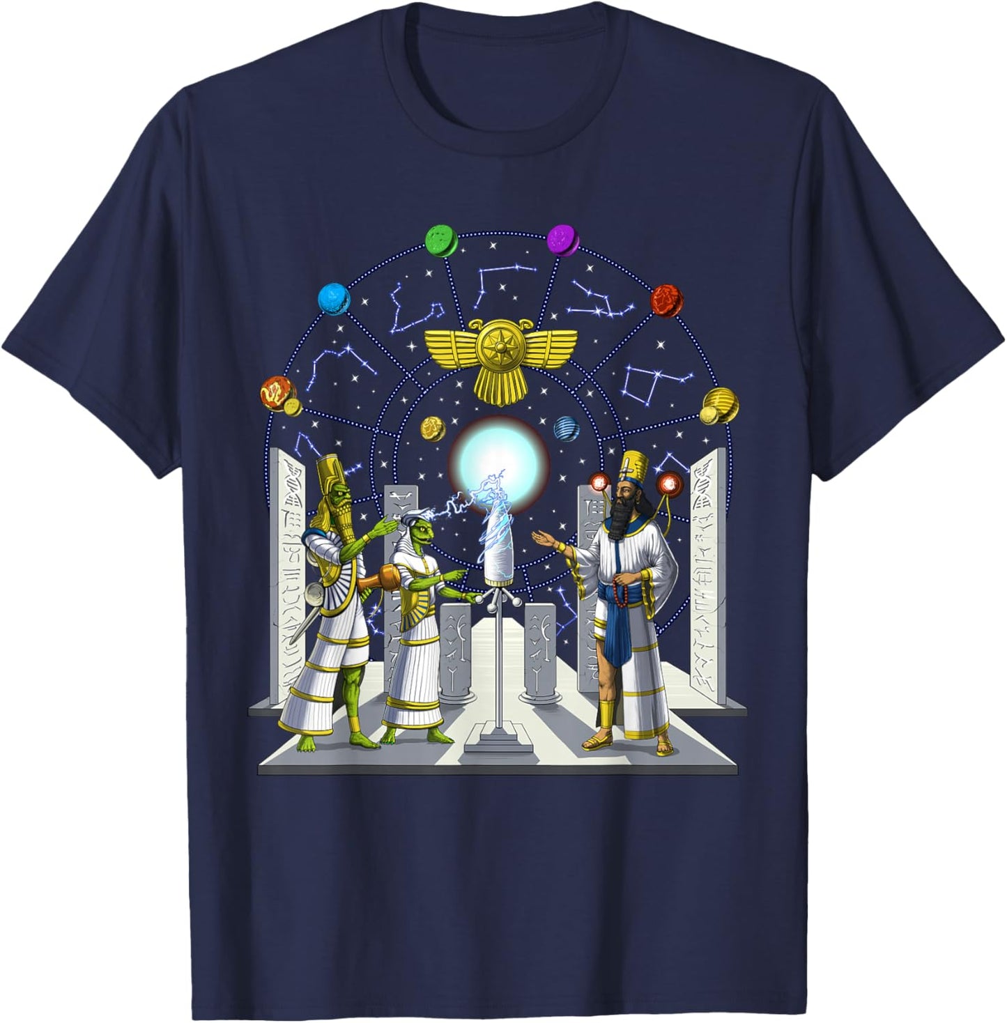 Anunnaki Aliens Sumerian Mesopotamian Babylonian Gods T-Shirt - T-Shirt | Navy