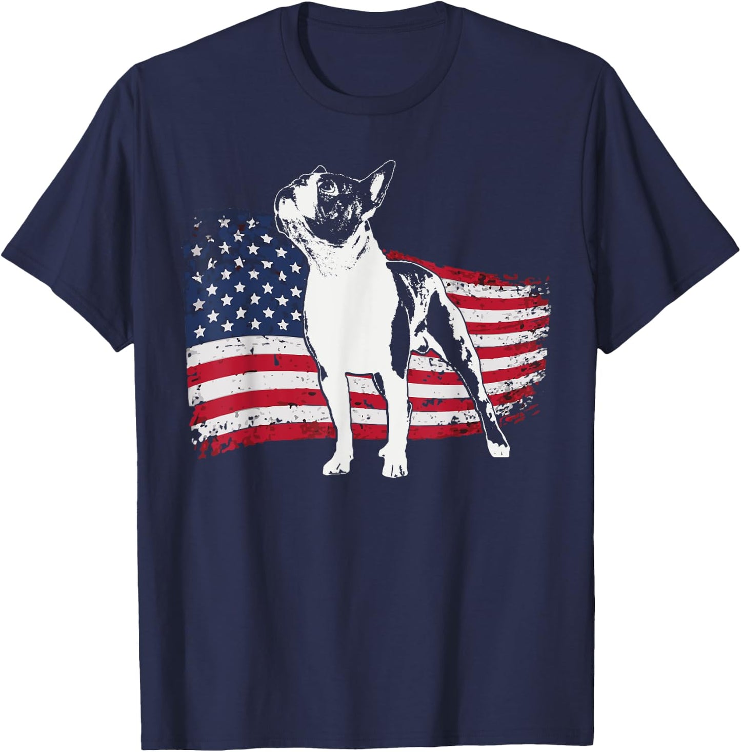 Boston Terrier Boston-Bulldog Women Kids Men T-Shirt - T-Shirt | Navy