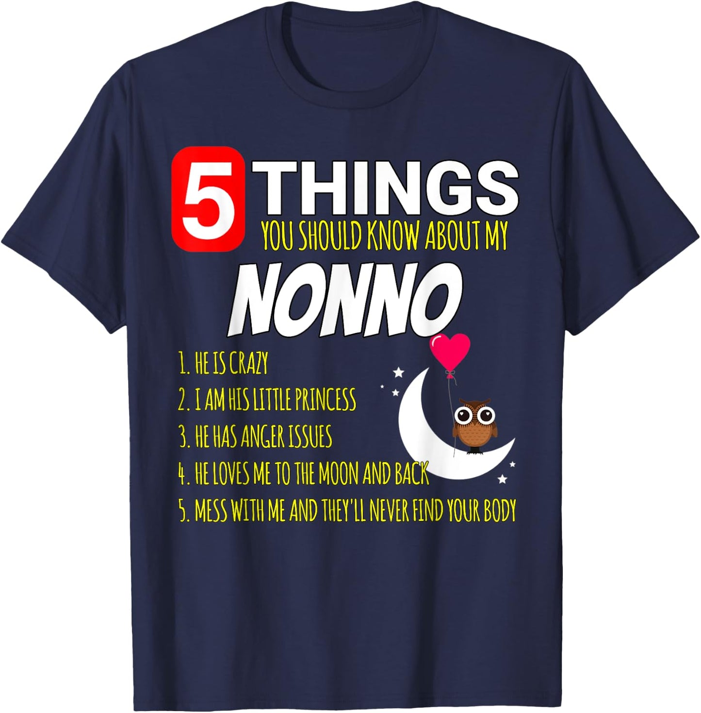 Nonno Proud funny 5 Things you should know about my Grandpa T-Shirt - T-Shirt | Navy