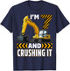 7 Year Old Construction Truck Excavator Birthday 7th B-day T-Shirt - T-Shirt | Navy