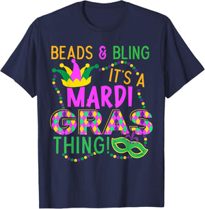 Beads and Bling Its A Mardi Gras Thing NOLA Festival T-Shirt - T-Shirt | Navy