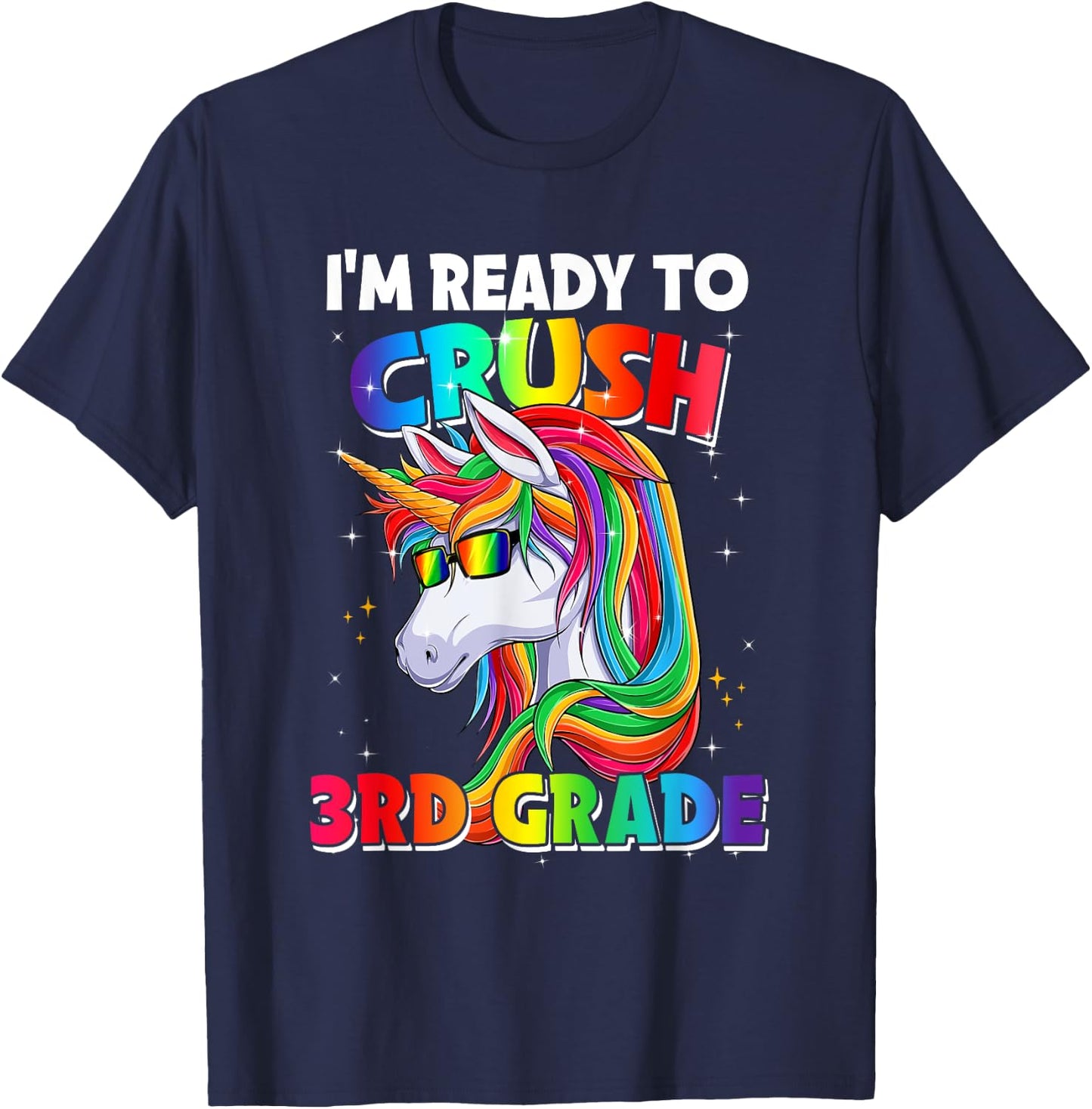 I'm Ready To Crush 3rd Grade Back To School Unicorn Girls T-Shirt - T-Shirt | Navy