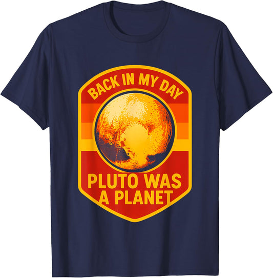 Pluto Retro Astronomy Fun Men's Planet Gazer T-Shirt - T-Shirt | Navy
