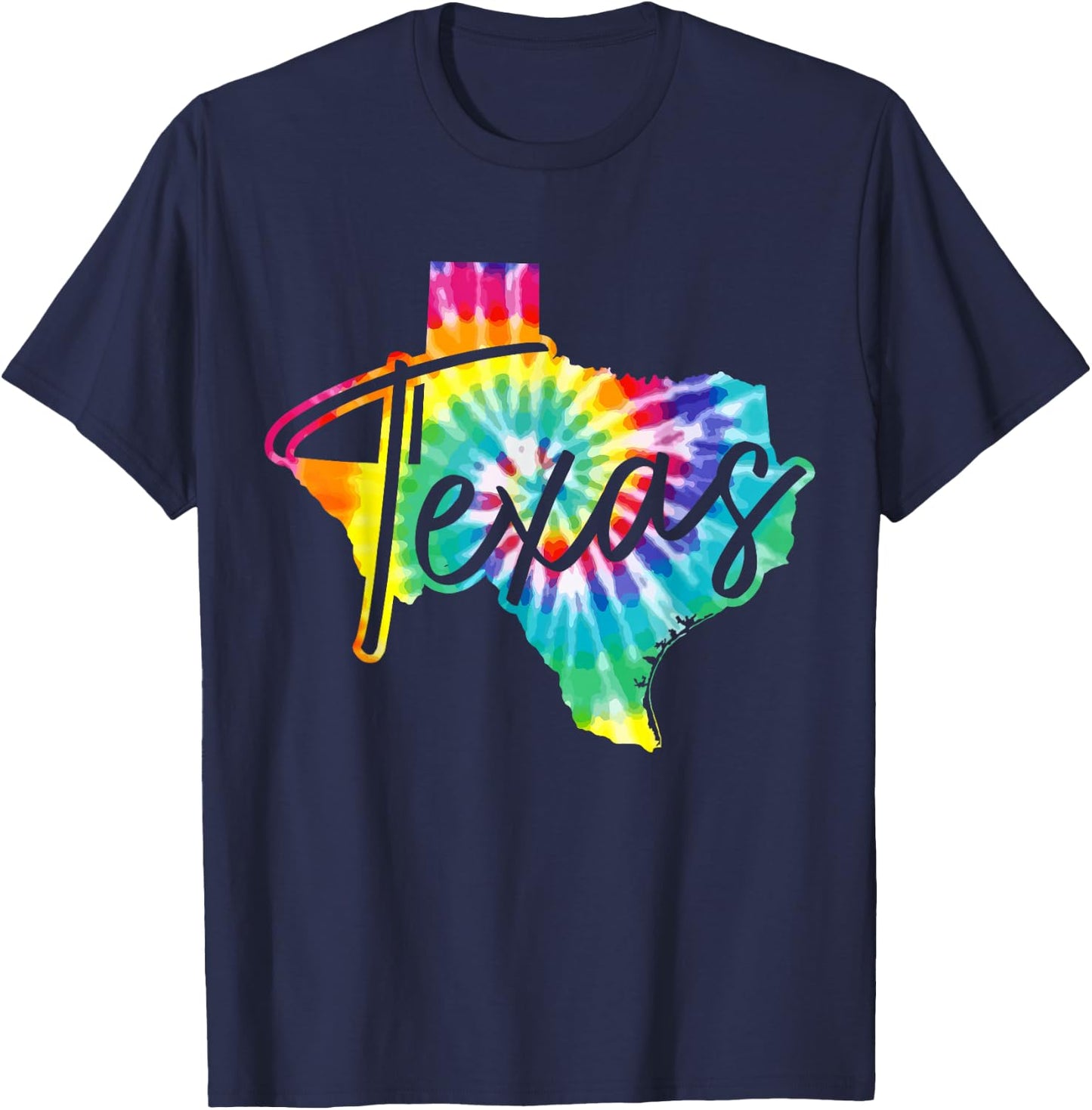 Texas Tie Dye State Map Pride Hippie Vintage Retro T-Shirt - T-Shirt | Navy