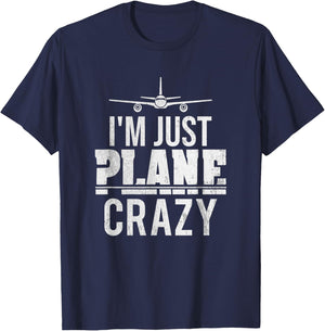 I'm Just Plane Crazy | Funny Pilot Aviator Gift T-Shirt - T-Shirt | Navy