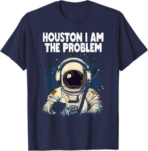 Funny Space Lovers Astronaut Houston I Am the Problem T-Shirt - T-Shirt | Navy