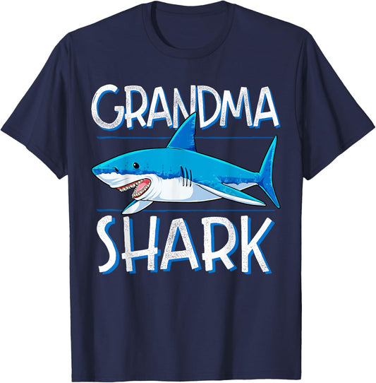 Grandma Shark T Shirt Family Matching Women Jawsome Gift T-Shirt - T-Shirt | Navy