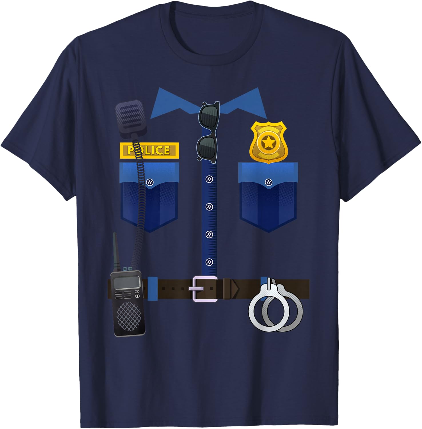Halloween Policeman Police Officer Costume Boys Girls T-Shirt - T-Shirt | Navy