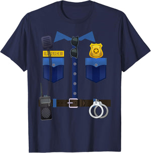 Halloween Policeman Police Officer Costume Boys Girls T-Shirt - T-Shirt | Navy