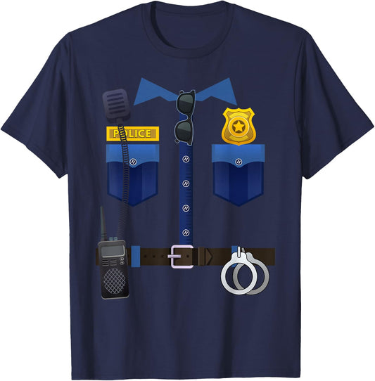 Halloween Policeman Police Officer Costume Boys Girls T-Shirt - T-Shirt | Navy