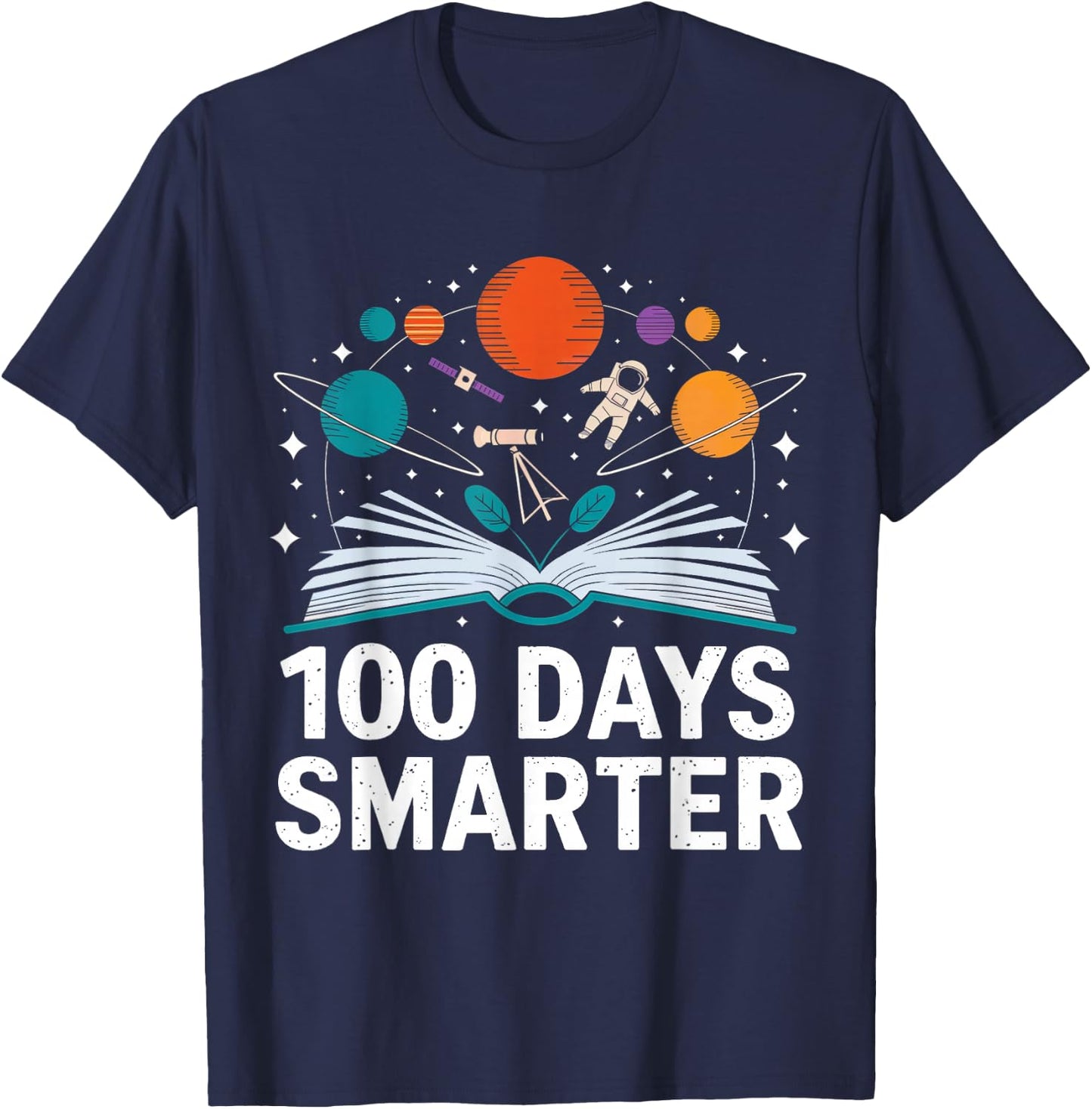 100 Days Smarter Astronaut Space 100th Day of School Kid Boy T-Shirt - T-Shirt | Navy