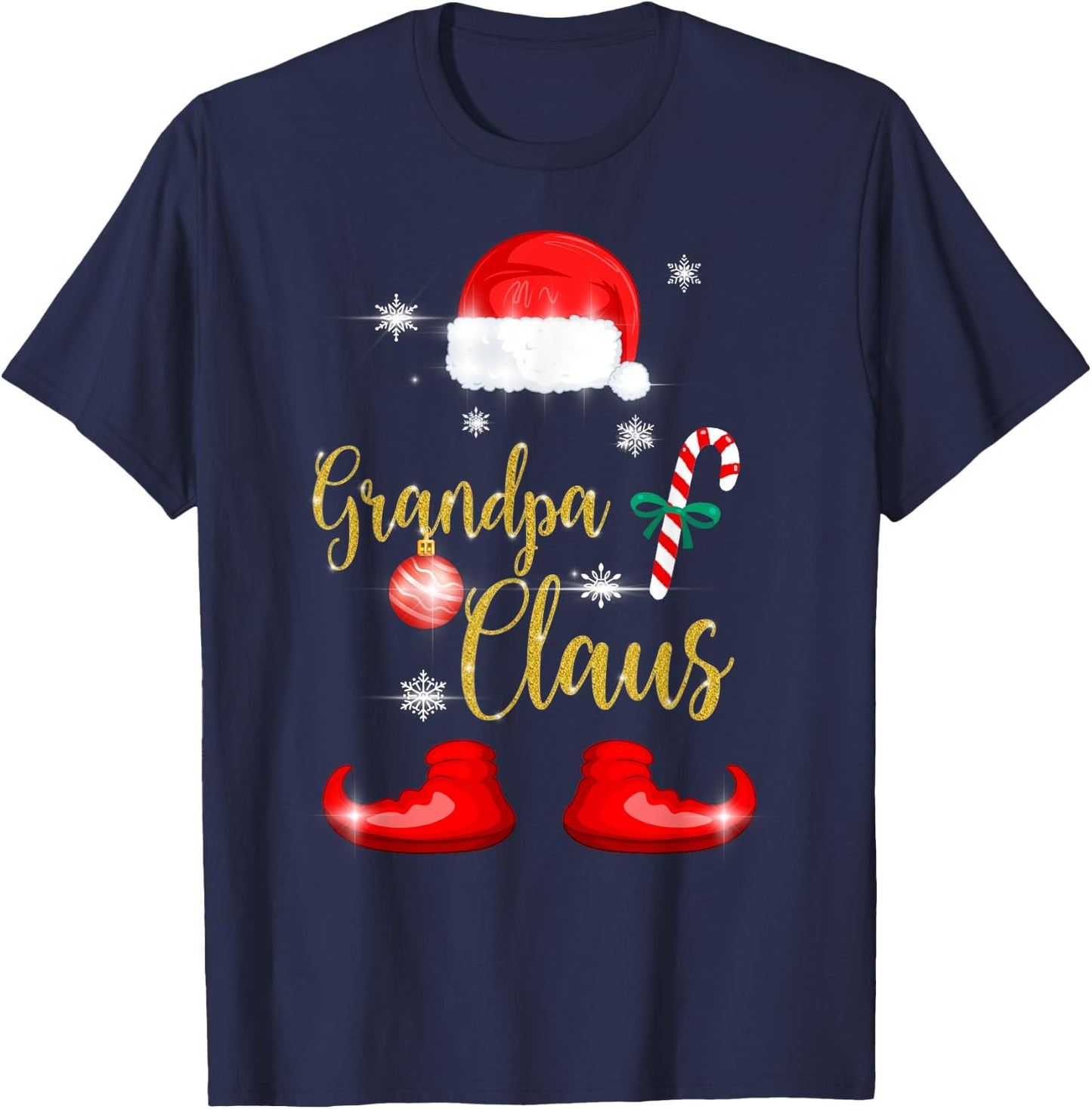 Grandpa Santa Claus Funny Family Christmas Pjs for Granddad T-Shirt - T-Shirt | Navy