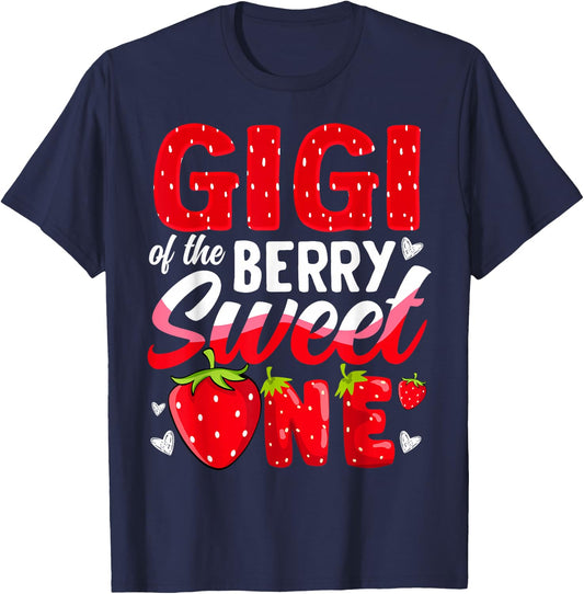 Gigi Of The Berry Sweet One Strawberry 1st Birthday T-Shirt - T-Shirt | Navy