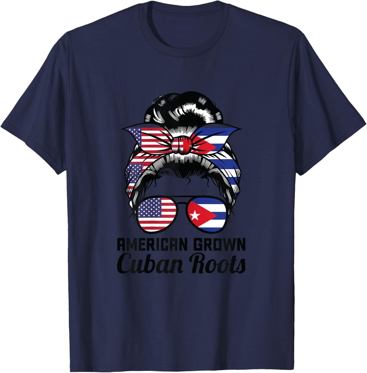 American Grown Cuban Roots Cuba T-Shirt - T-Shirt | Navy