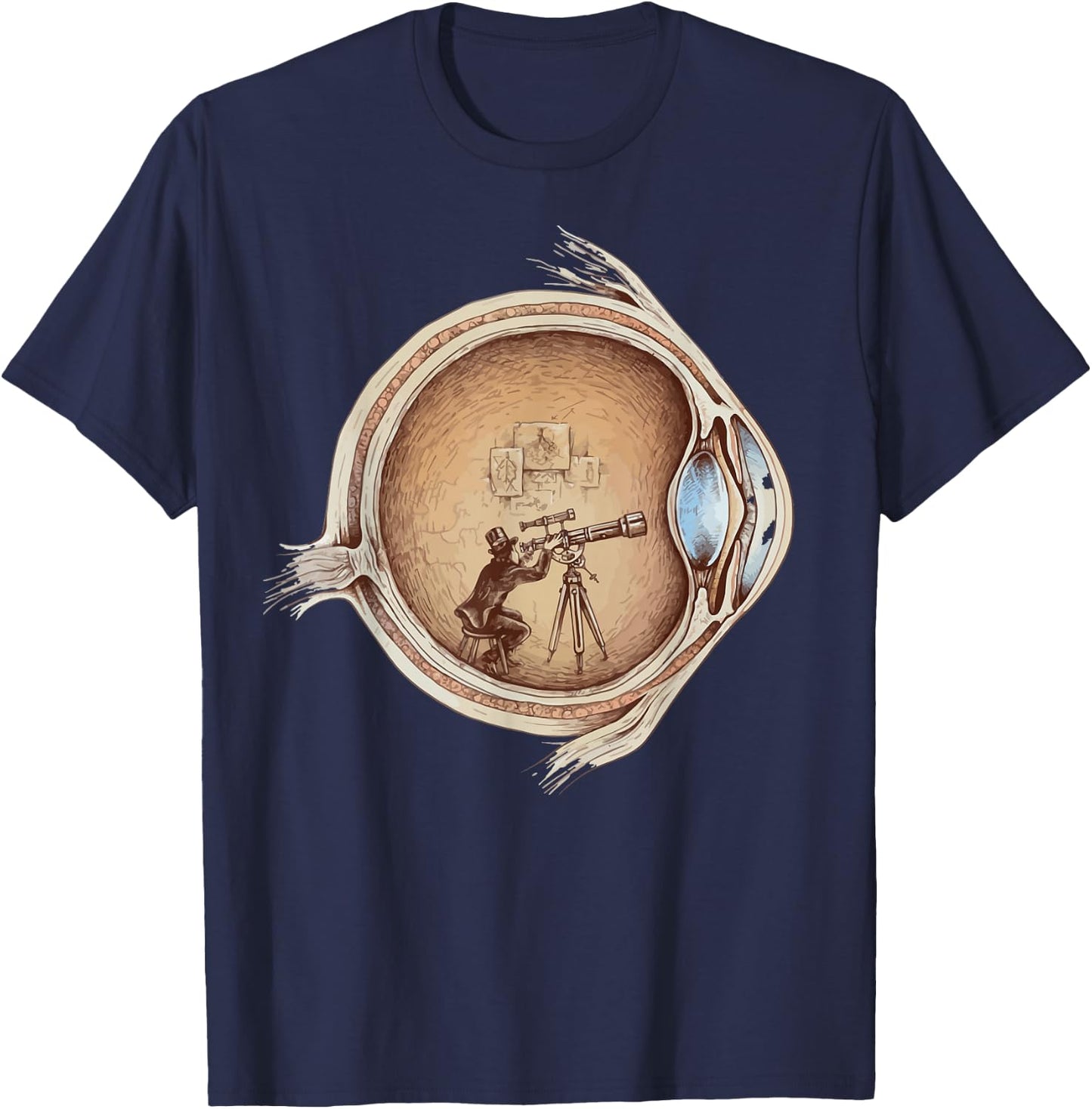 The Human Eye Eyeball Vintage Art Anatomy T-Shirt - T-Shirt | Navy