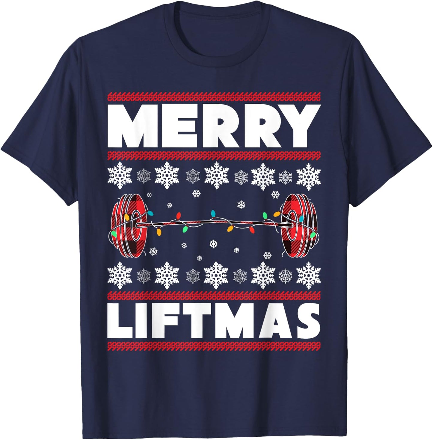Merry Liftmas Funny Christmas Gym Workout Fitness Gift T-Shirt - T-Shirt | Navy