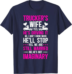 Trucker's Wife of A Trucker Wife Funny Truck Driver Wife T-Shirt - T-Shirt | Navy