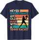 Retro Never underestimate an old man Tennis racket T-Shirt - T-Shirt | Navy