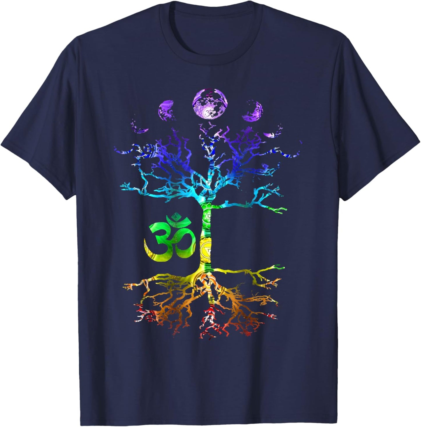 Phases of the Moon Tree of Life Om Chakra Gift T-Shirt - T-Shirt | Navy