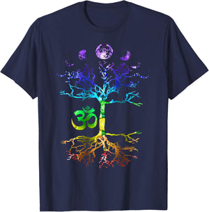 Phases of the Moon Tree of Life Om Chakra Gift T-Shirt - T-Shirt | Navy
