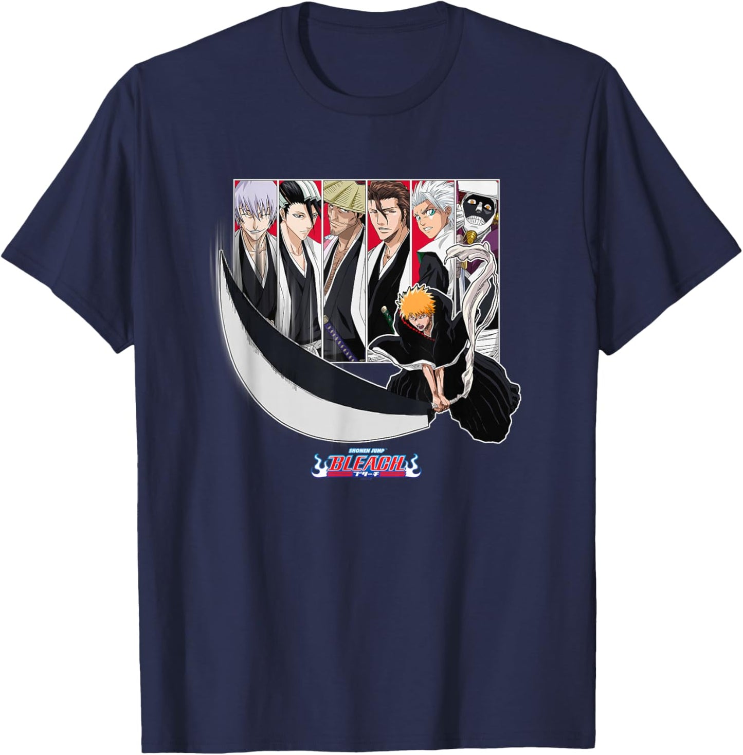 Bleach Ichigo Slash with Characters Anime T-Shirt - T-Shirt | Navy