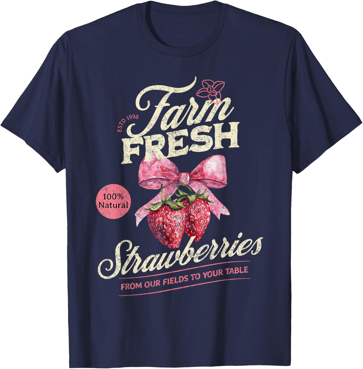 Farm Fresh Organic Strawberries Farmer's Market Homegrown T-Shirt - T-Shirt | Navy