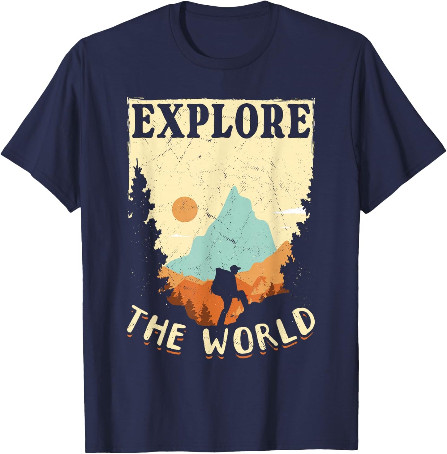 Hiking Mountain Outdoors Explore the World T-Shirt - T-Shirt | Navy