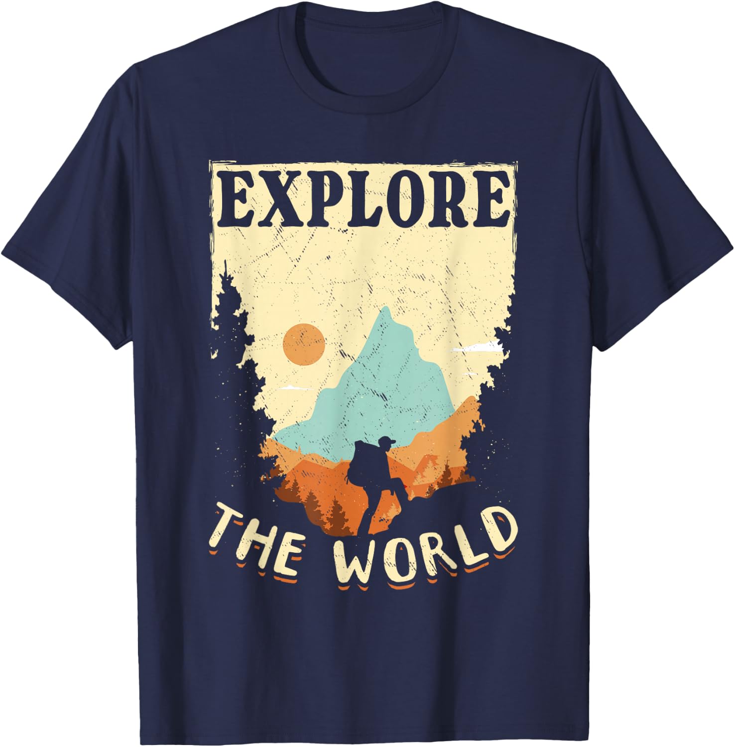 Hiking Mountain Outdoors Explore the World T-Shirt - T-Shirt | Navy