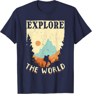 Hiking Mountain Outdoors Explore the World T-Shirt - T-Shirt | Navy