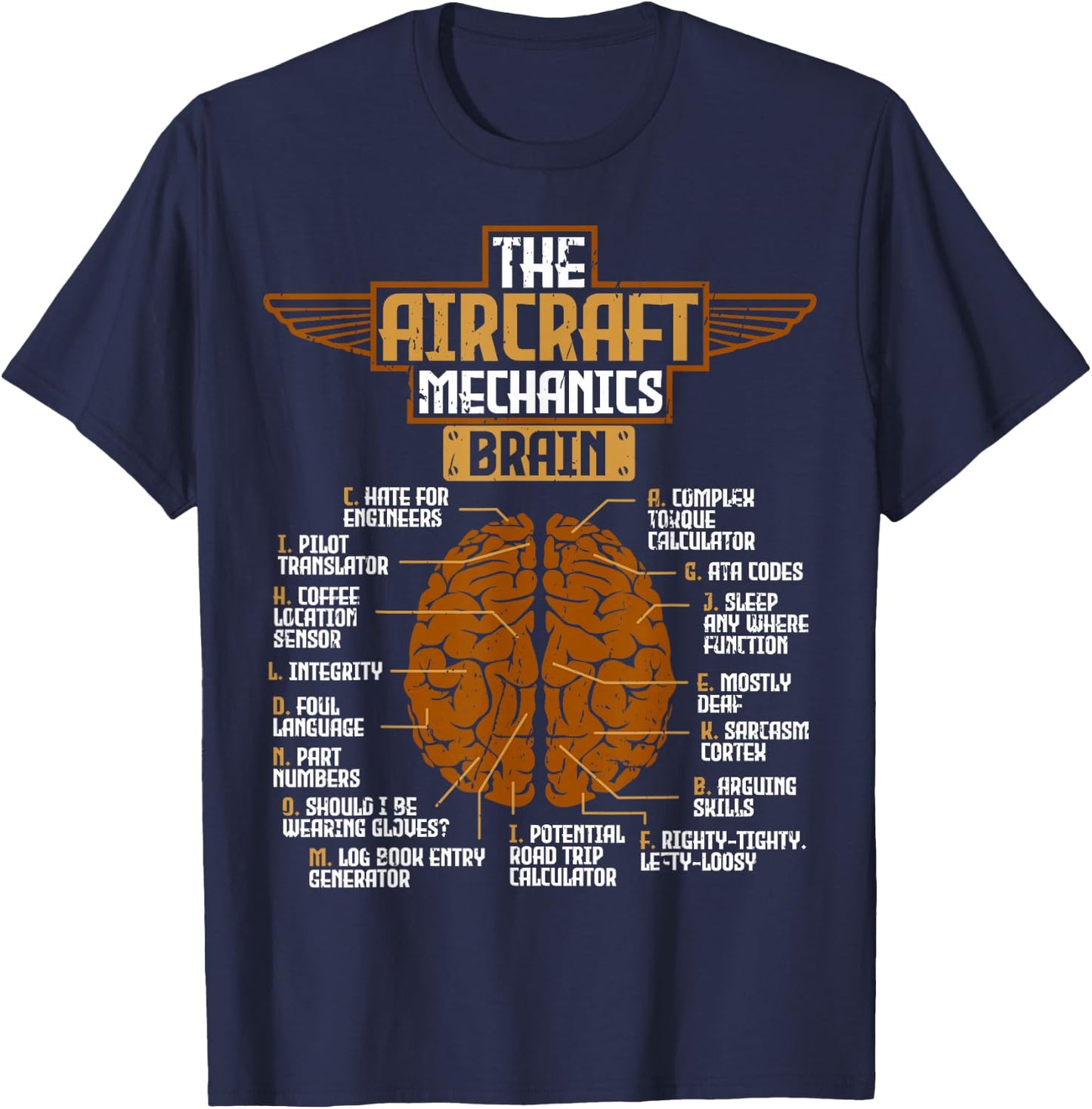 Aircraft Mechanics Brain Aviation T-Shirt - T-Shirt | Navy