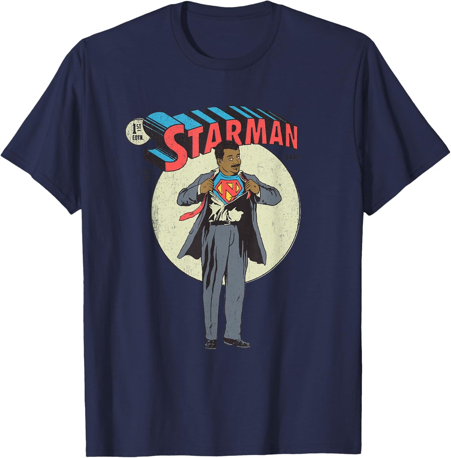 Starman Neil de Grasse Tyson Super Hero Comics Cover T-Shirt - T-Shirt | Navy