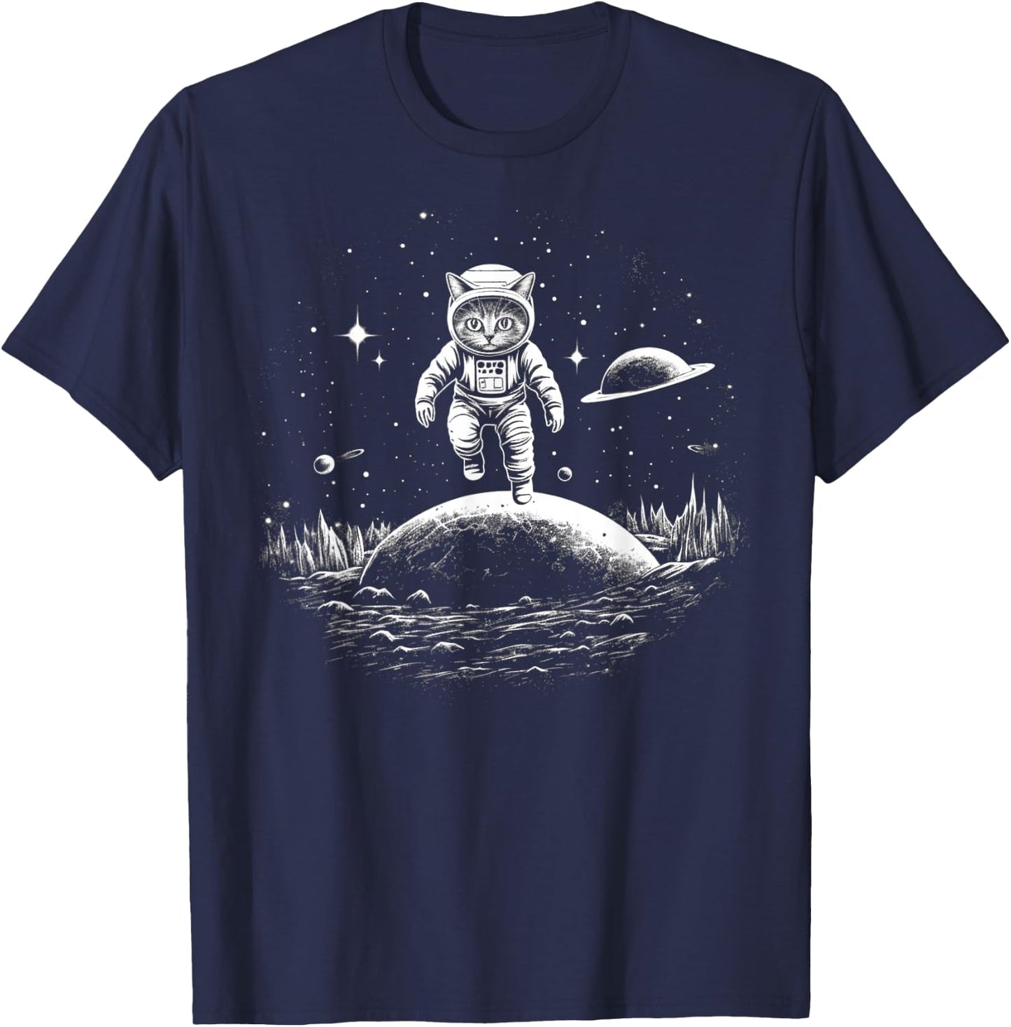 Cat Astronaut in Space T-Shirt - T-Shirt | Navy