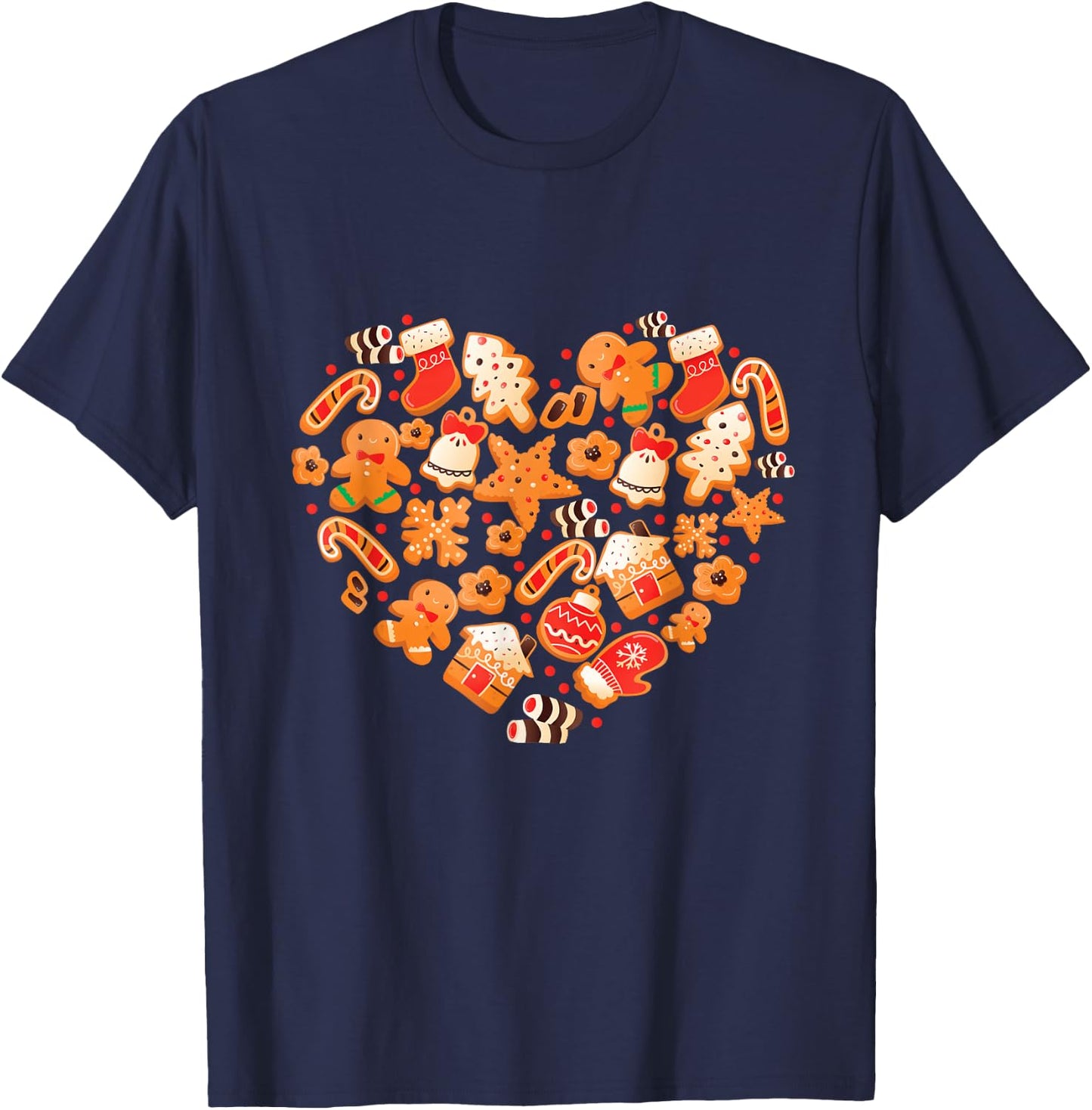 Bake Baking Gingerbread Man Christmas Cookie Heart T-Shirt - T-Shirt | Navy