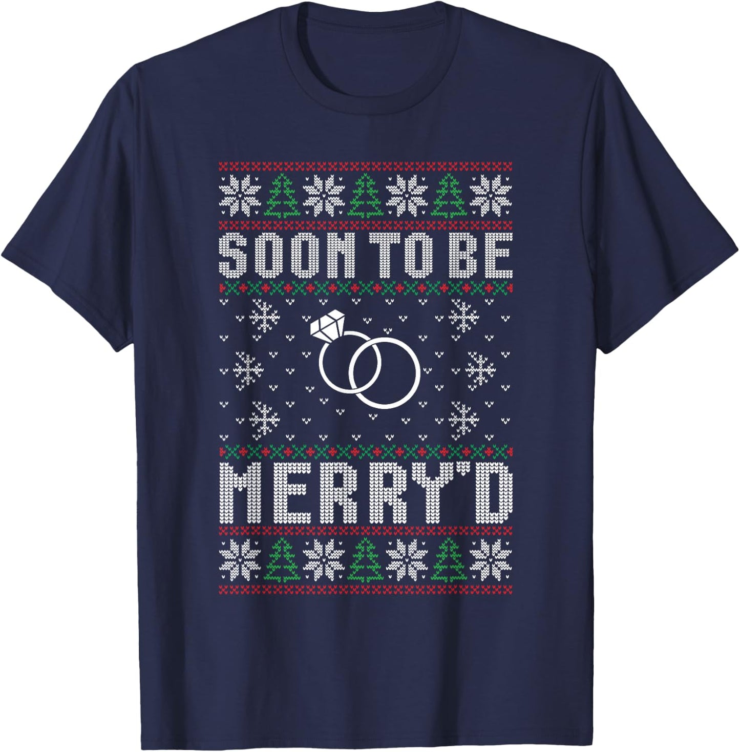 Soon to be Married Merry'd Christmas Bride Groom Couples T-Shirt - T-Shirt | Navy