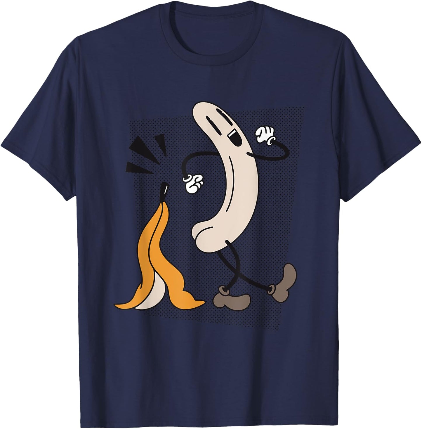 Banana Striptease Censored Naked Funny Adult T-Shirt - T-Shirt | Navy