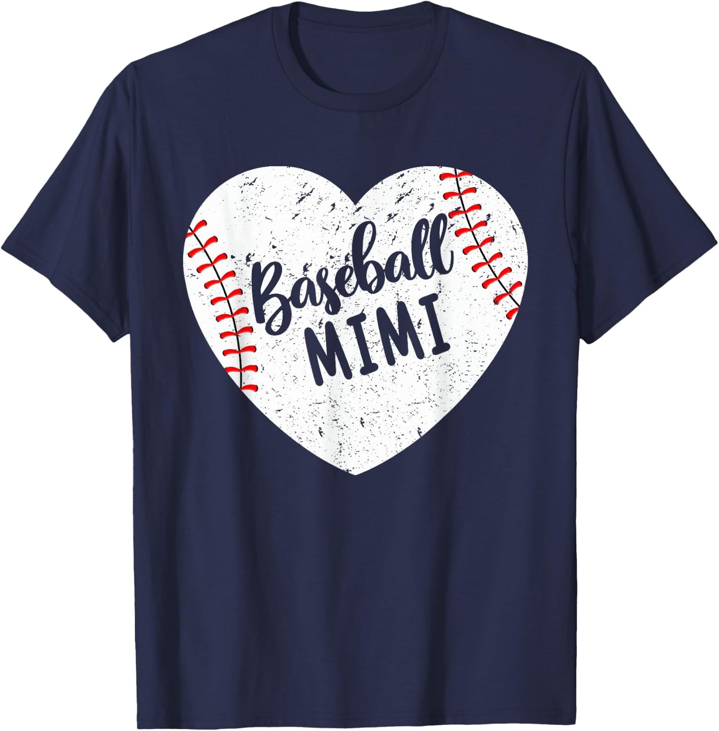 Baseball Mimi Retro Heart Baseball Grandma Mother's Day T-Shirt - T-Shirt | Navy