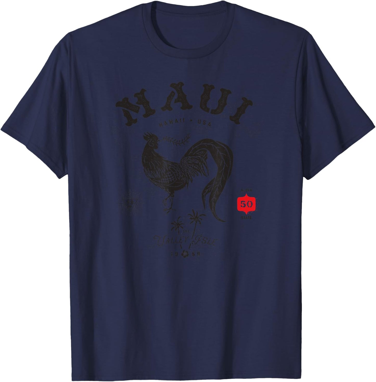 Vintage Maui Valley Isle Aloha State with Chicken T-Shirt - T-Shirt | Navy
