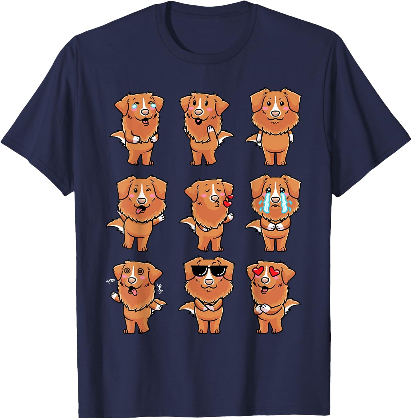 Thembtollermal Nova Scotia Duck Tolling Retriever Dog Emotions T-Shirt - T-Shirt | Navy