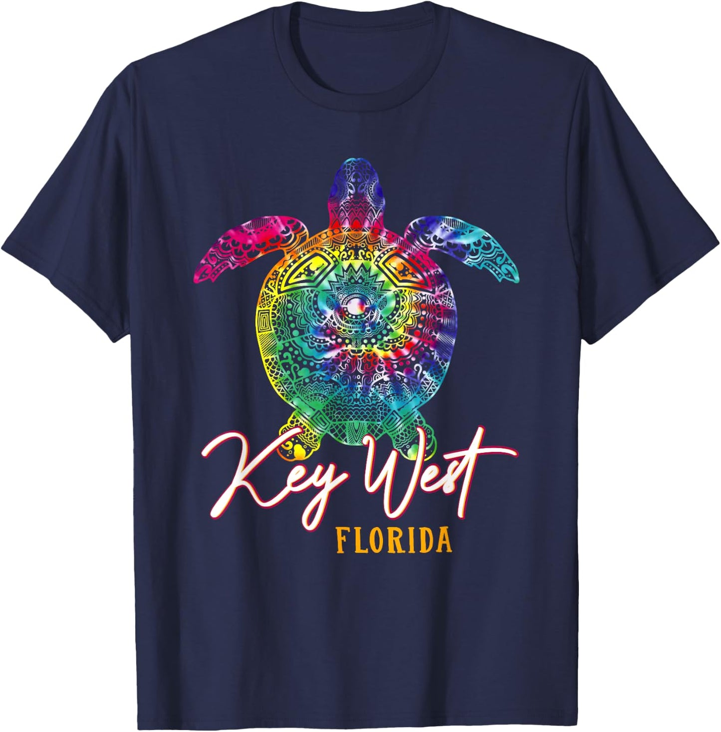 Key West Tie Dye Sea Turtle Florida Matching Family Vacation T-Shirt - T-Shirt | Navy