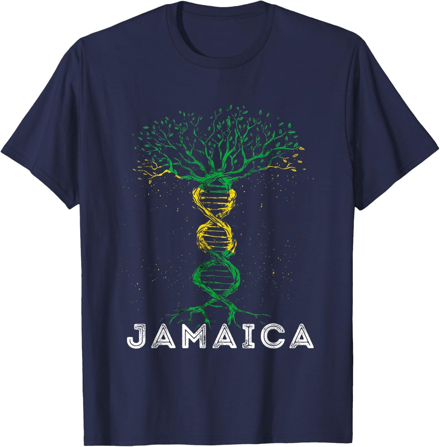 Jamaica Flag Tree Jamaican Roots Heritage Jamaican Pride T-Shirt - T-Shirt | Navy