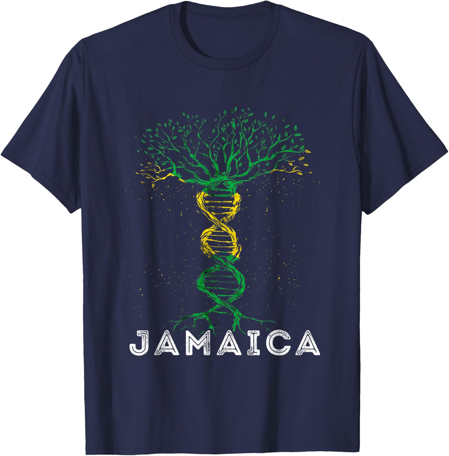 Jamaica Flag Tree Jamaican Roots Heritage Jamaican Pride T-Shirt - T-Shirt | Navy