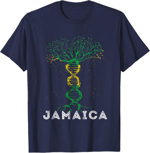 Jamaica Flag Tree Jamaican Roots Heritage Jamaican Pride T-Shirt - T-Shirt | Navy