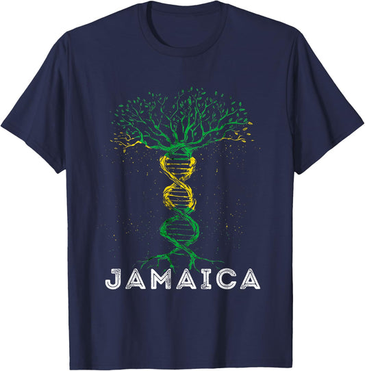 Jamaica Flag Tree Jamaican Roots Heritage Jamaican Pride T-Shirt - T-Shirt | Navy