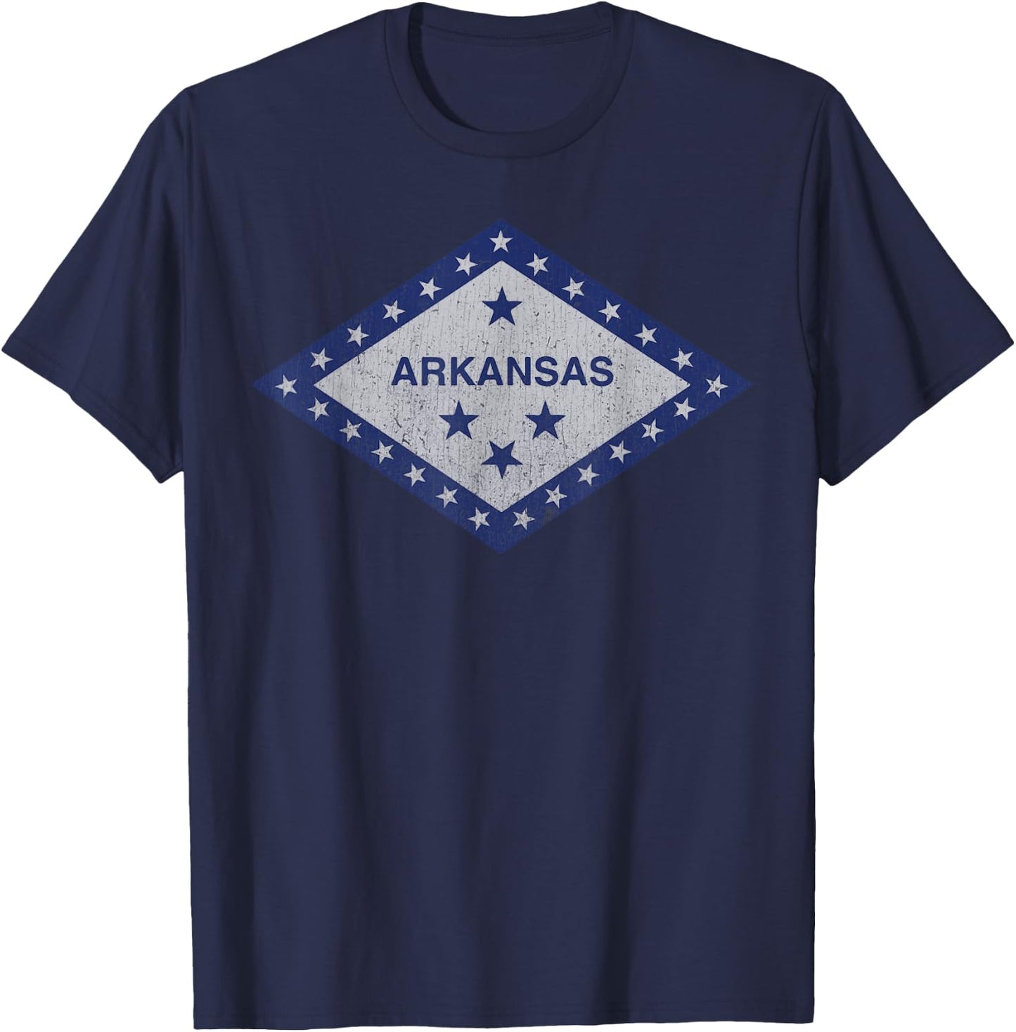 Distressed Stars Arkansas State Flag T-Shirt - T-Shirt | Navy