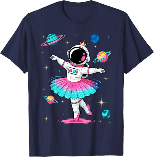 Ballerina Girl Space Astronaut T-Shirt - T-Shirt | Navy