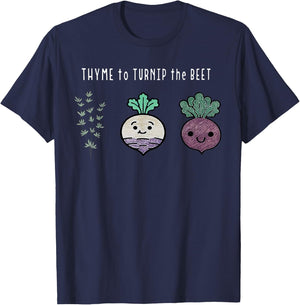 Funny Thyme To Turnip The Beet Vegetarian Vegan Plant Lover T-Shirt - T-Shirt | Navy
